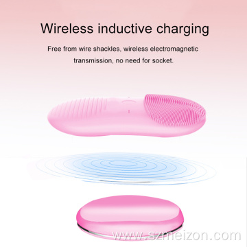 Wireless charging sonic silicone facial cleansing brush